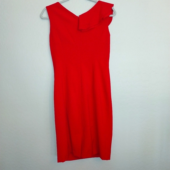 Calvin Klein Red Ruffle Sheath Dress - Picture 2 of 7